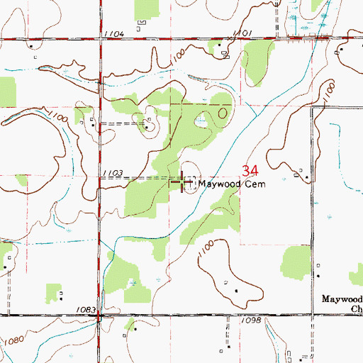 Topographic Map of Maywood Cemetery, MN