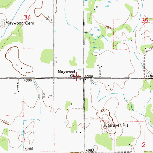 Topographic Map of Maywood Church, MN
