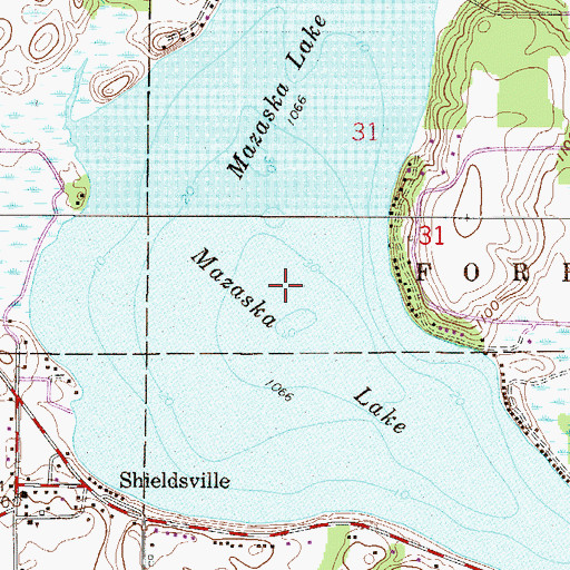 Topographic Map of Mazaska Lake, MN