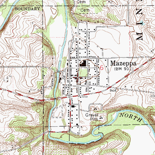 Topographic Map of Mazeppa, MN