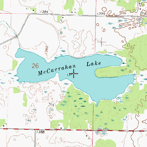 Topographic Map of McCarrahan Lake, MN