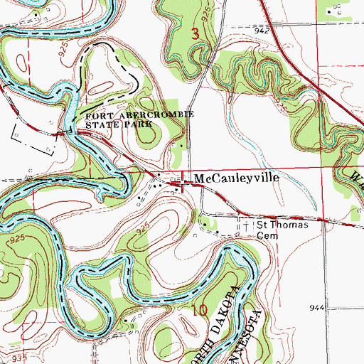 Topographic Map of McCauleyville, MN