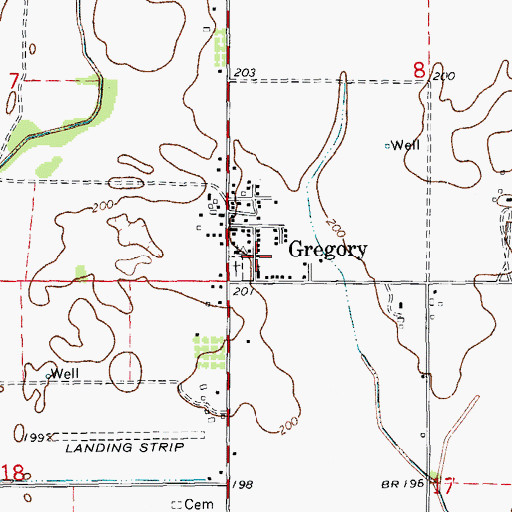 Topographic Map of Walnut Grove Cemetery, AR