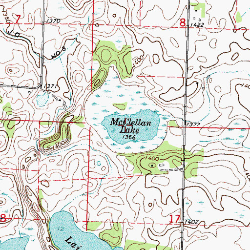 Topographic Map of McClellan Lake, MN