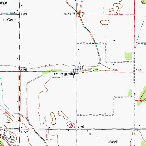 Topographic Map of Watsons Chapel-Saint Paul School (historical), AR