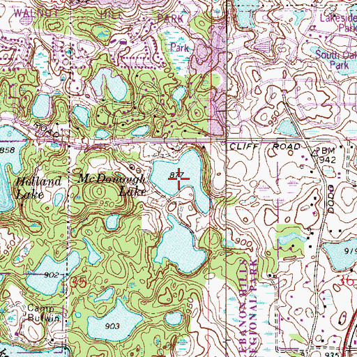 Topographic Map of McDonough Lake, MN