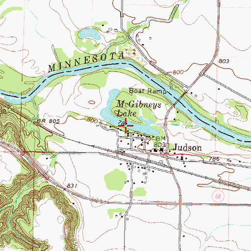 Topographic Map of McGibneys Lake, MN
