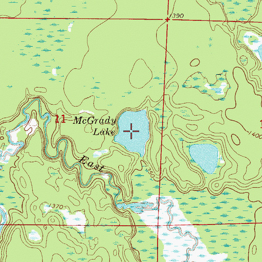 Topographic Map of McGrady Lake, MN