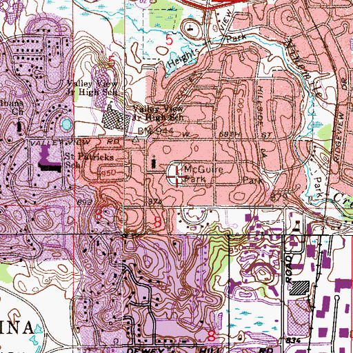 Topographic Map of McGuire Park, MN