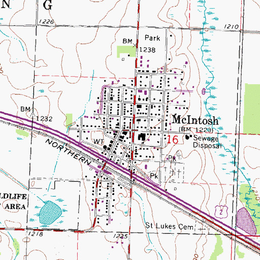Topographic Map of McIntosh, MN
