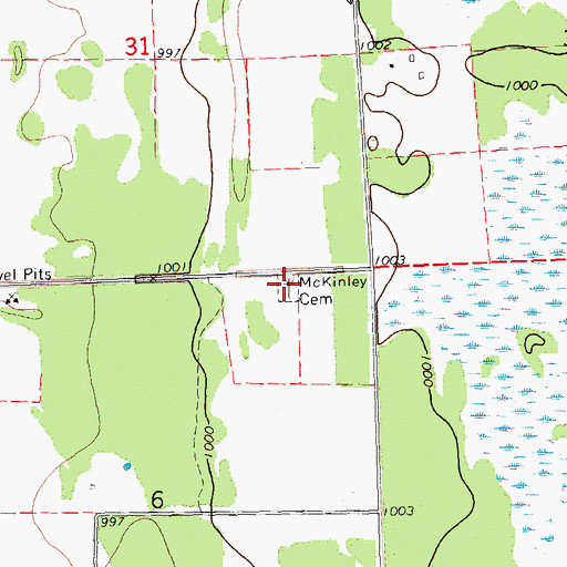 Topographic Map of McKinley Cemetery, MN