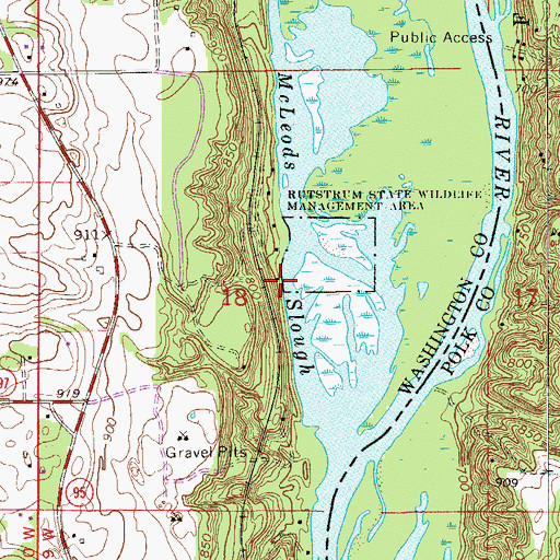 Topographic Map of McLeods Slough, MN