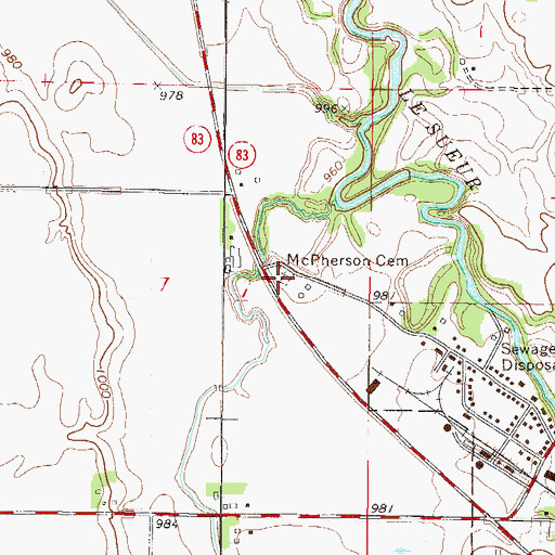 Topographic Map of McPherson Cemetery, MN