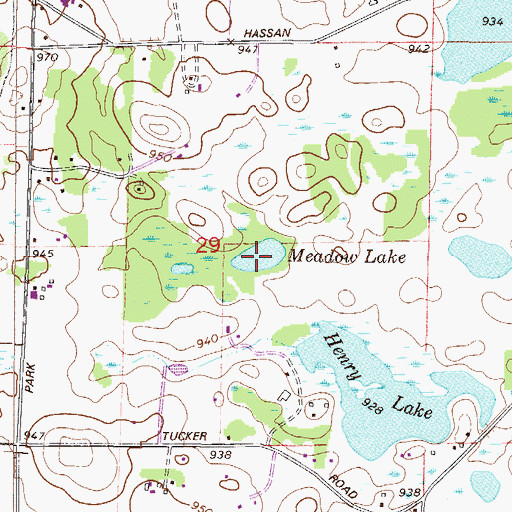 Topographic Map of Meadow Lake, MN