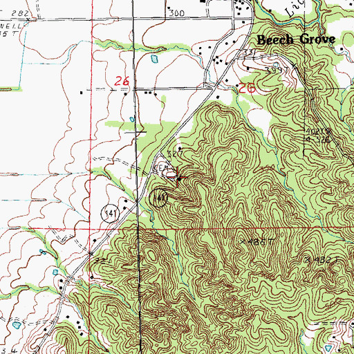 Topographic Map of Beech Grove Methodist Church, AR