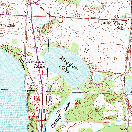 Topographic Map of Meadow Lake, MN