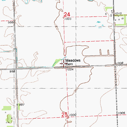 Topographic Map of Meadows Church, MN