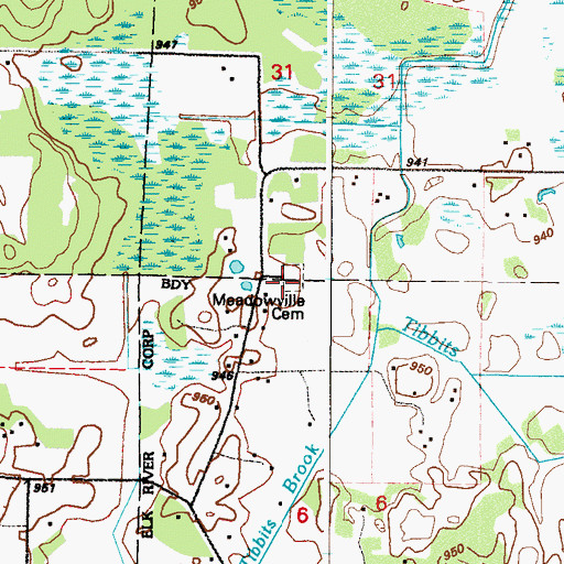 Topographic Map of Meadowville - Meadowvale Cemetery, MN