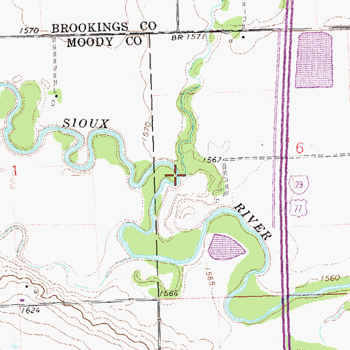 Topographic Map of Medary Creek, MN