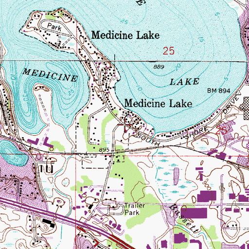 Topographic Map of Medicine Lake, MN