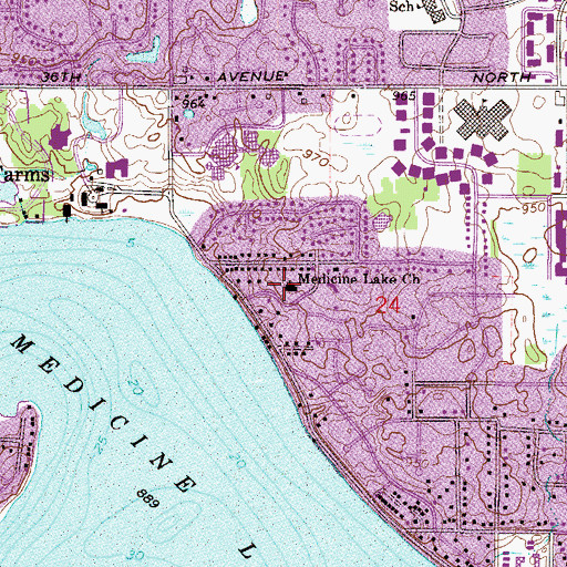 Topographic Map of Medicine Lake Church, MN