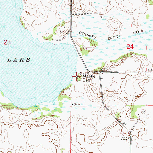 Topographic Map of Meeker Cemetery, MN
