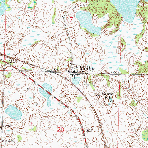 Topographic Map of Melby, MN