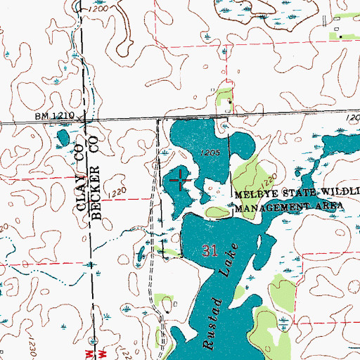 Topographic Map of Melbye State Wildlife Management Area, MN