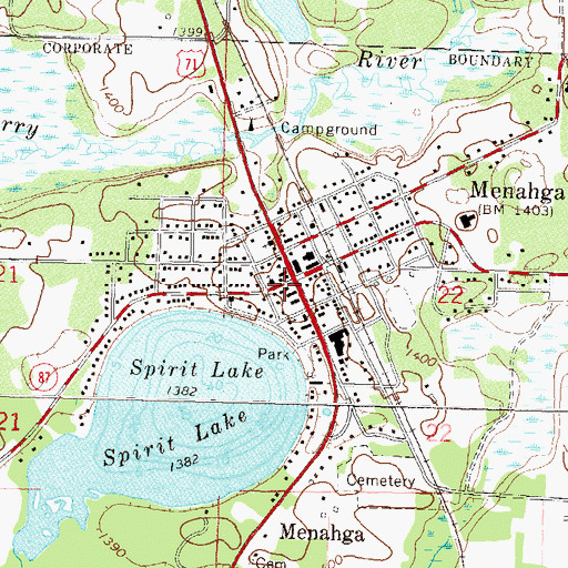 Topographic Map of Menahga, MN