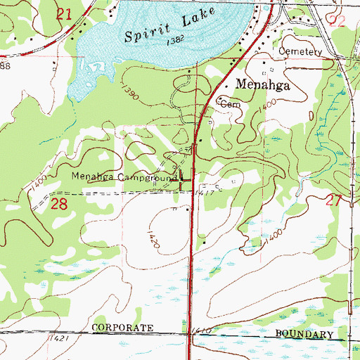 Topographic Map of Menahga Campground, MN