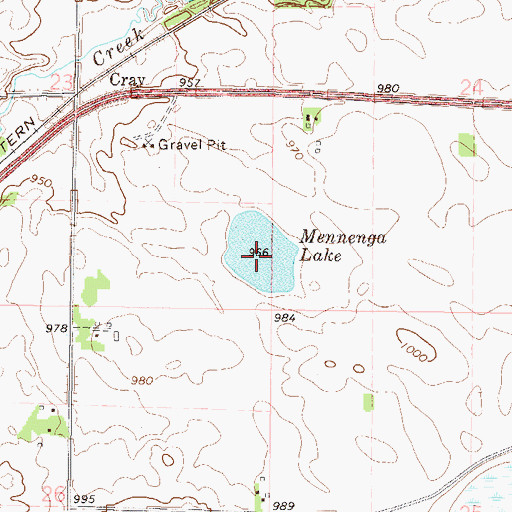 Topographic Map of Mennenga Lake, MN