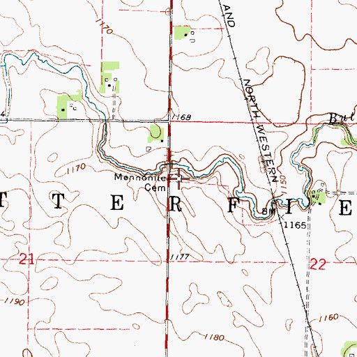 Topographic Map of Mennonite Cemetery, MN