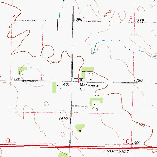 Topographic Map of Mennonite Church, MN
