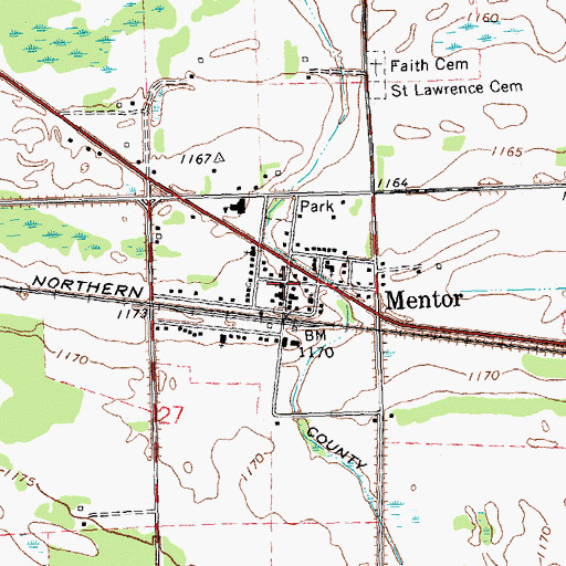 Topographic Map of Mentor, MN