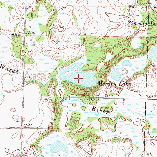 Topographic Map of Merden Lake, MN
