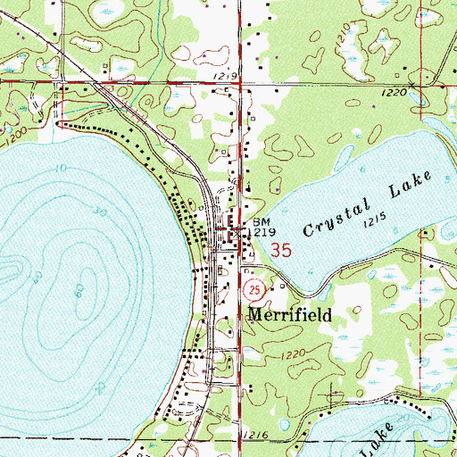 Topographic Map of Merrifield, MN