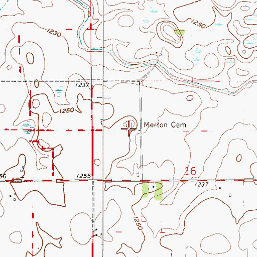Topographic Map of Merton Cemetery, MN