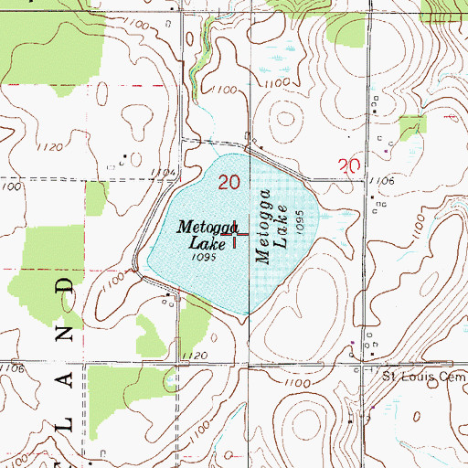 Topographic Map of Metogga Lake, MN