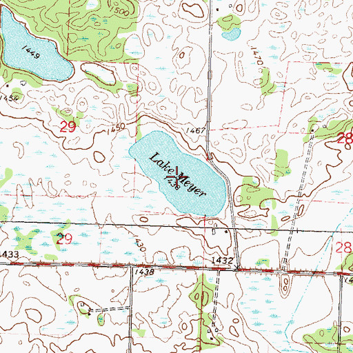 Topographic Map of Lake Meyer, MN