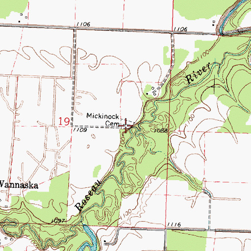Topographic Map of Mickinock Cemetery, MN