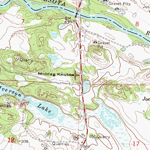 Topographic Map of Middag Knutea, MN