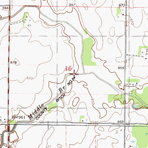 Topographic Map of Middle Branch Rush River, MN