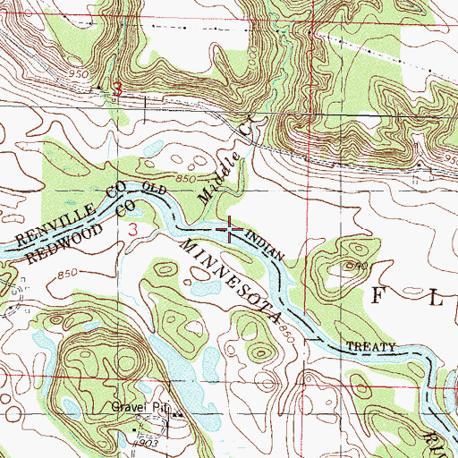 Topographic Map of Middle Creek, MN