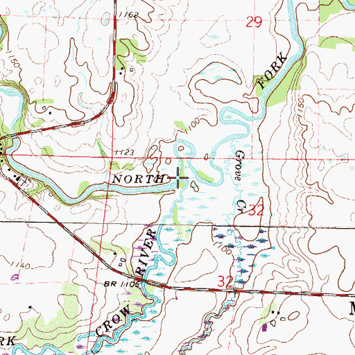 Topographic Map of Middle Fork Crow River, MN