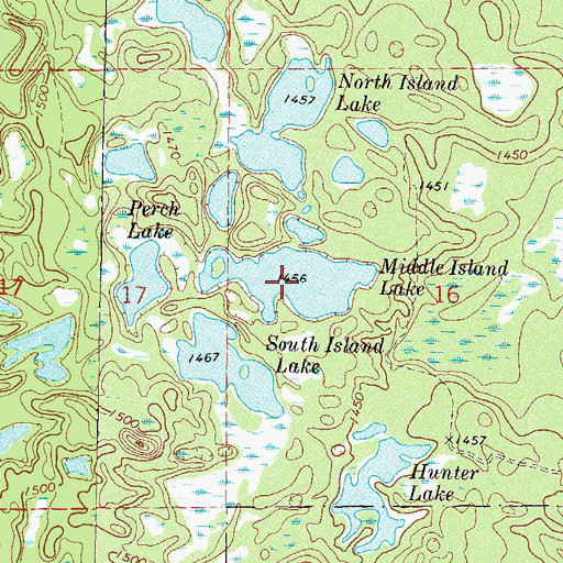 Topographic Map of Middle Island Lake, MN