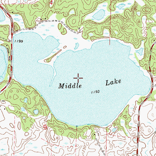 Topographic Map of Middle Lake, MN
