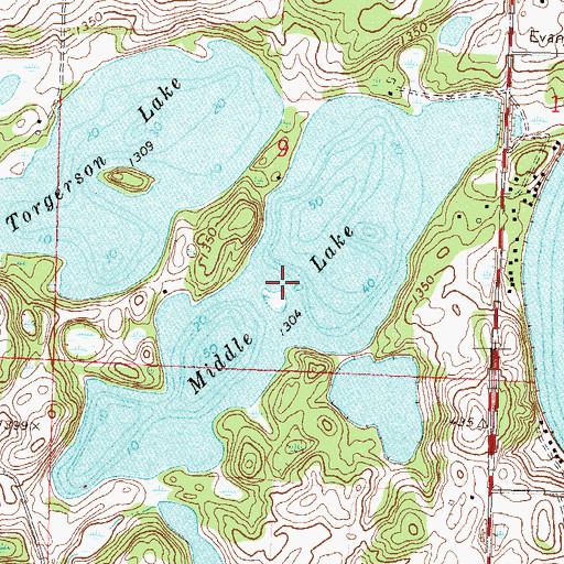 Topographic Map of Middle Lake, MN