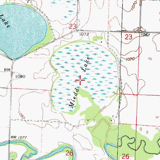 Topographic Map of Miedd Lake, MN