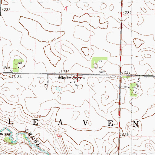 Topographic Map of Mielke Cemetery, MN