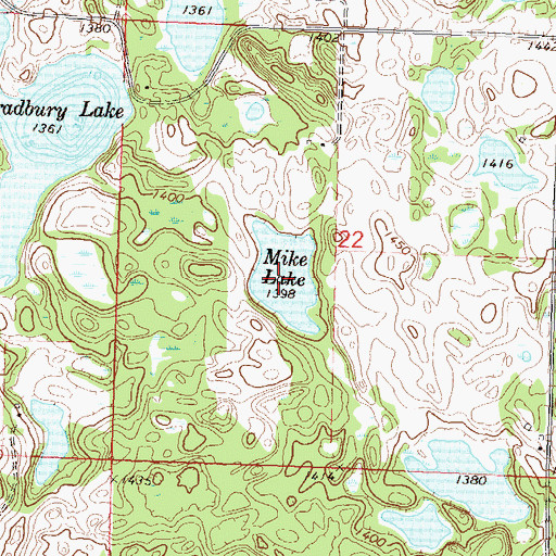 Topographic Map of Mike Lake, MN
